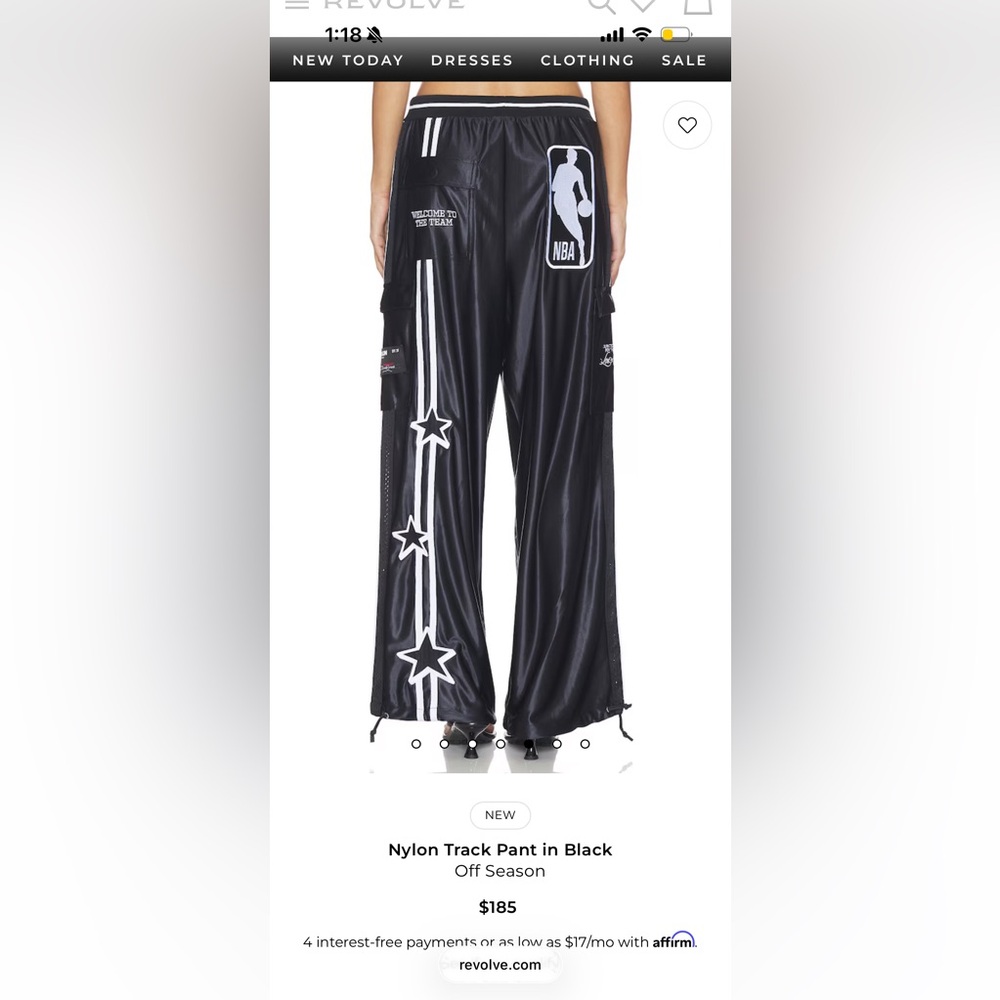 Off Season NBA Nylon Track Pant in Black Los Angeles - Picture 4 of 16